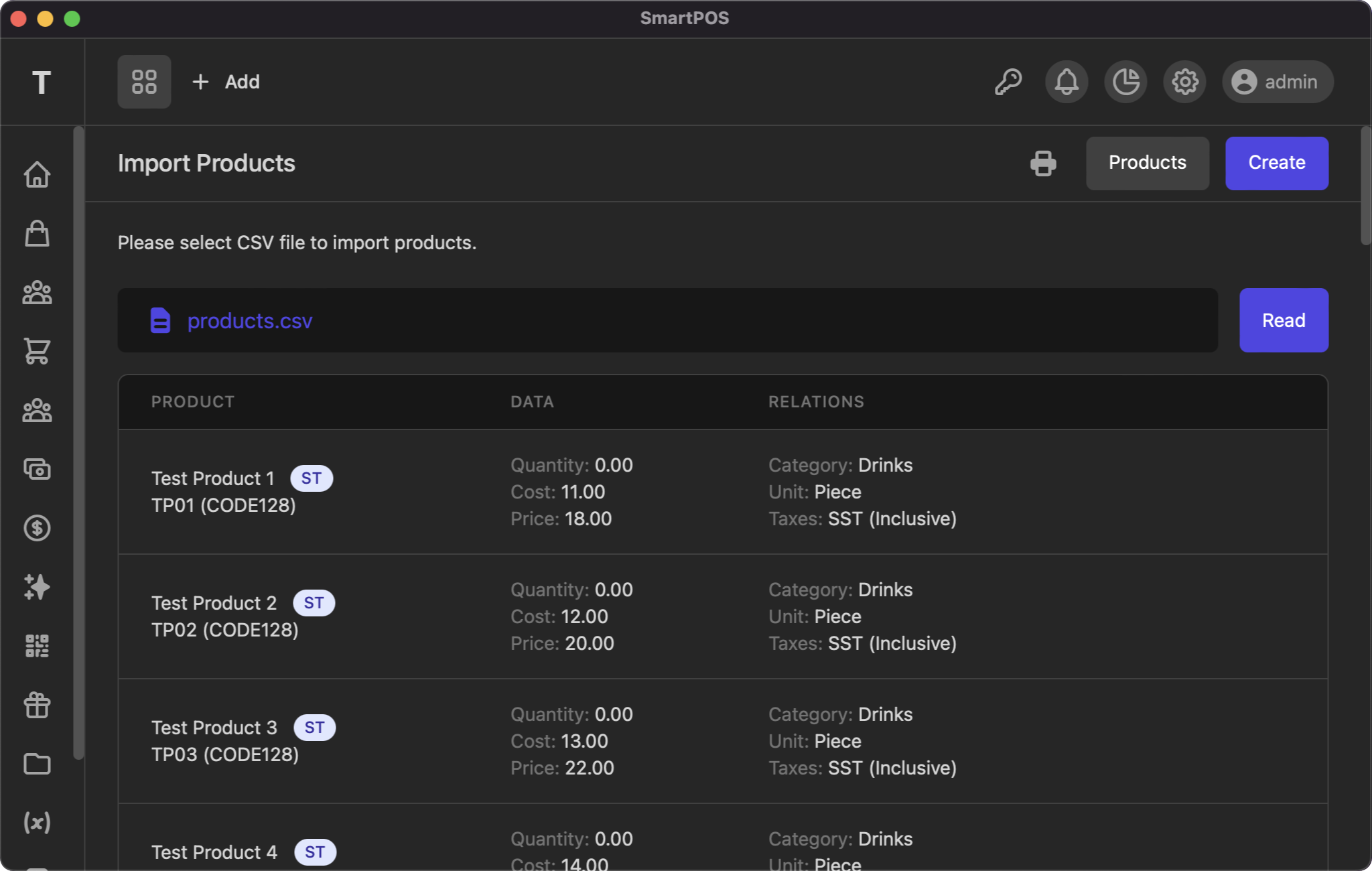 Products Import Read Products Import Read